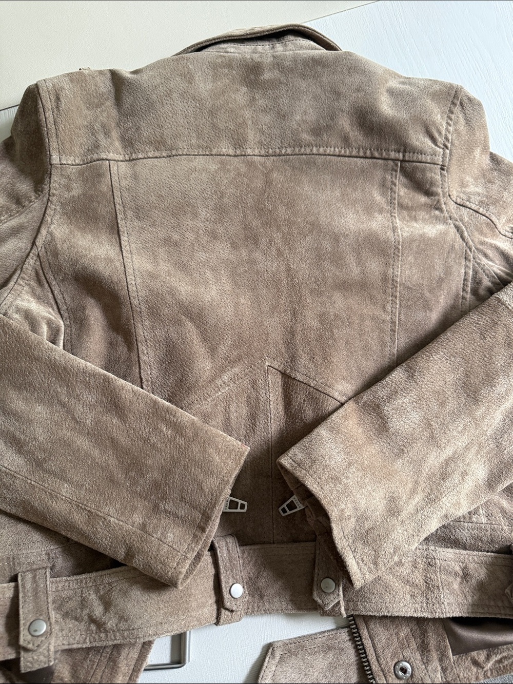 Blank NYC Taupe Suede Moto-Style Jacket - Picture 8 of 11